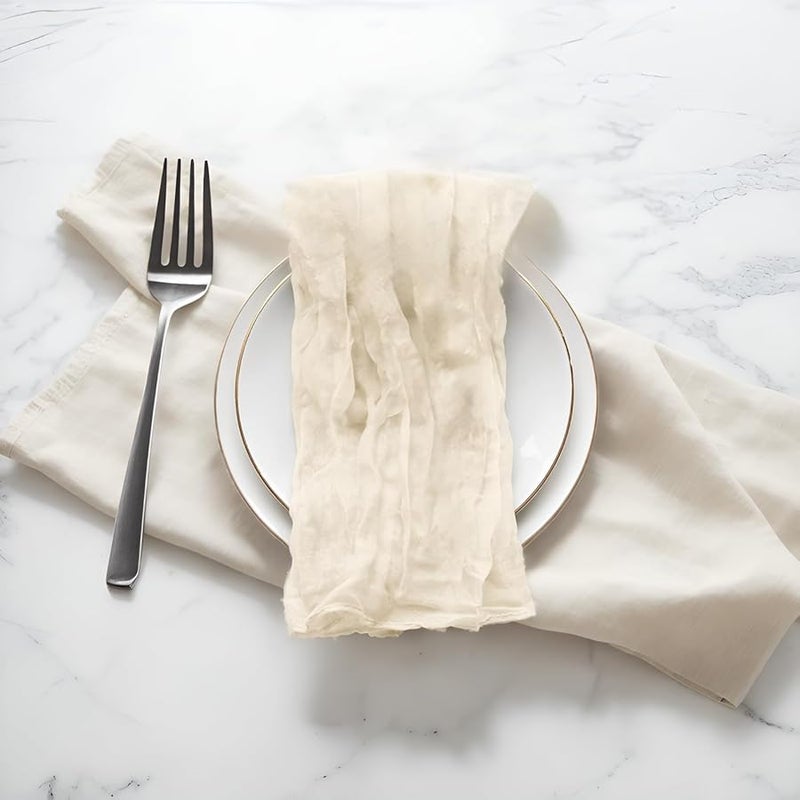 مجموعة مناديل الشاش البوليستر البوهو من 24 قطعة، ناعمة ومجعدة مقاس 19.7 × 19.7 بوصة لحفلات العشاء - Image 2